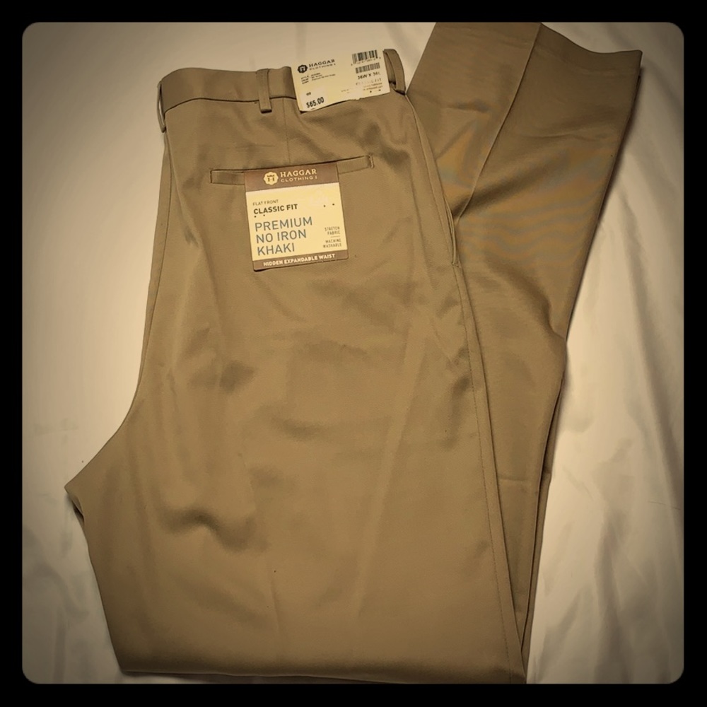 Haggar Flat Front Classic Fit Big n Tall Khaki